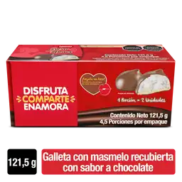 Galleta masmelo BESO DE AMOR cubierta sabor chocolate 9 Unds. x 13,5g c/u