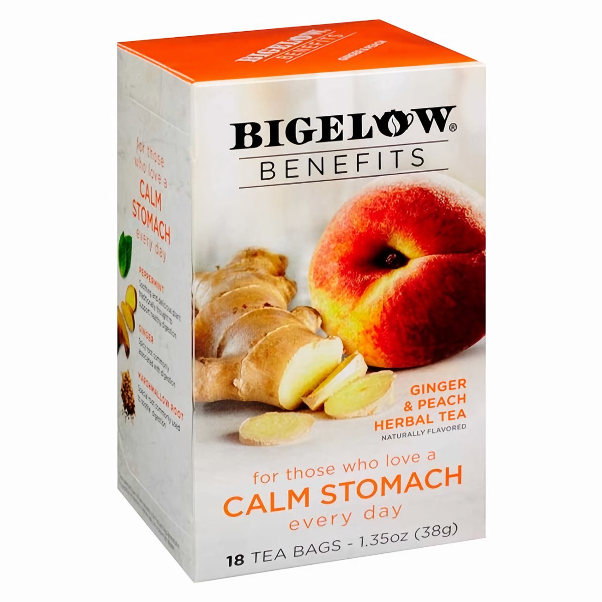 Bigelow té Herbal Jengibre Durazno Sabor Natural Libre Cafeína 18 und