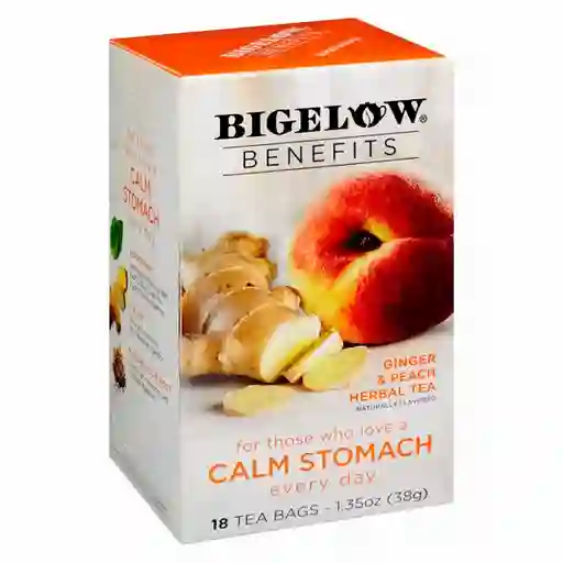 Bigelow té Herbal Jengibre Durazno Sabor Natural Libre Cafeína