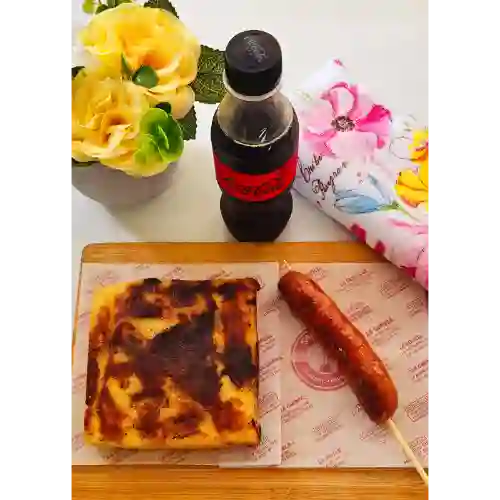 Arepa la Facil+chorizo+coca Cola 250ml