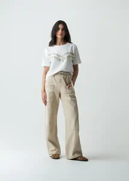 Camiseta Mujer Crudo Puro Claro Talla M - 503G029 Naf Naf