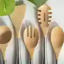 Cuchara Ranurada Acero y Bambu Ambiente Gourmet
