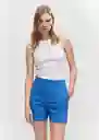 Short Malu5-h Azul Talla 36 Mujer Mango