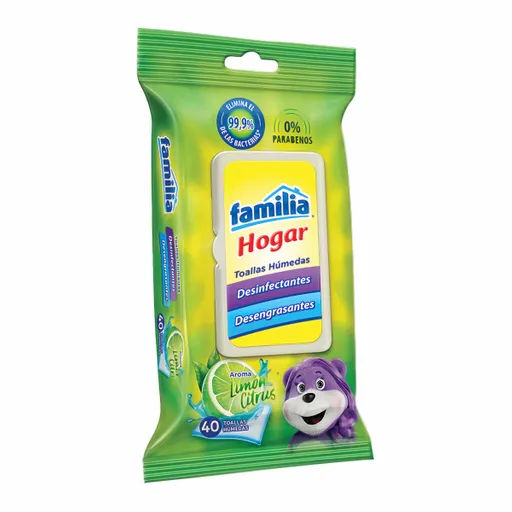 Toallas Húmedas Desinfectante Familia Hogar X 40 Und