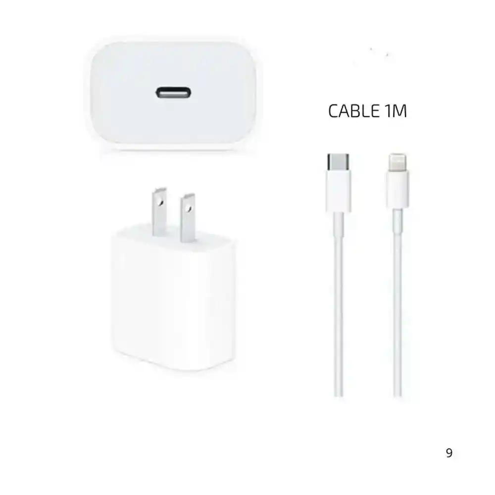 Cargador Iphone Original Carga Rapida 20 W Con Cable 1 Metro (incluye Cable y Cubo)