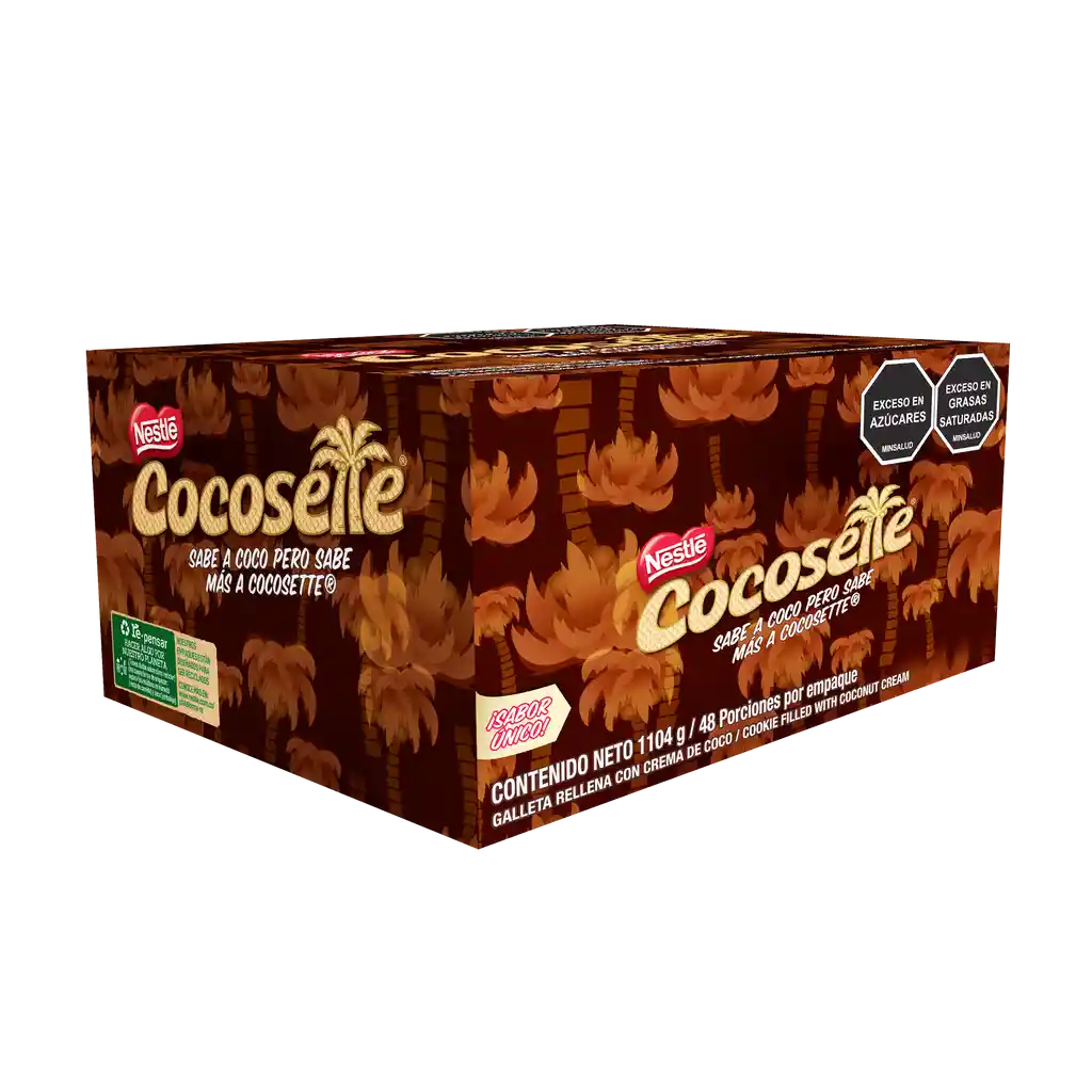 Galletas COCOSETTE Wafer rellenas con crema de coco 24 Unds x 46g c/u