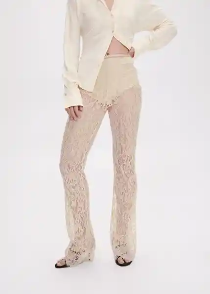 Pantalón Picasso Beige Talla 38 Mujer Mango