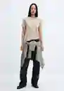 Camiseta Chalaca Beige Talla M Mujer Mango