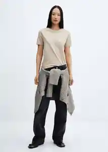 Camiseta Chalaca Beige Talla M Mujer Mango