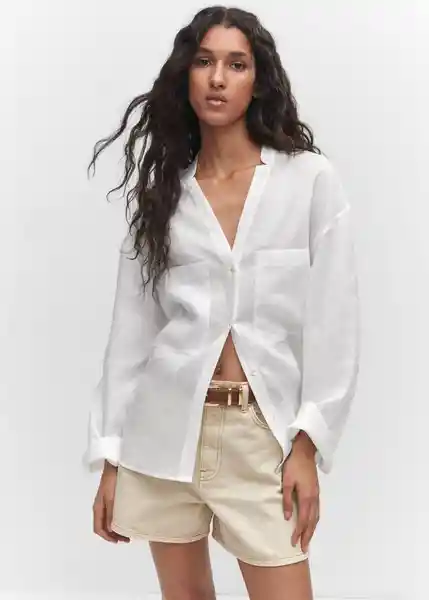 Blusa Roma Off White Talla M Mujer Mango