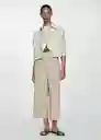 Pantalón Linovis Beige Talla L Mujer Mango