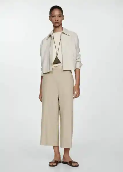 Pantalón Linovis Beige Talla L Mujer Mango