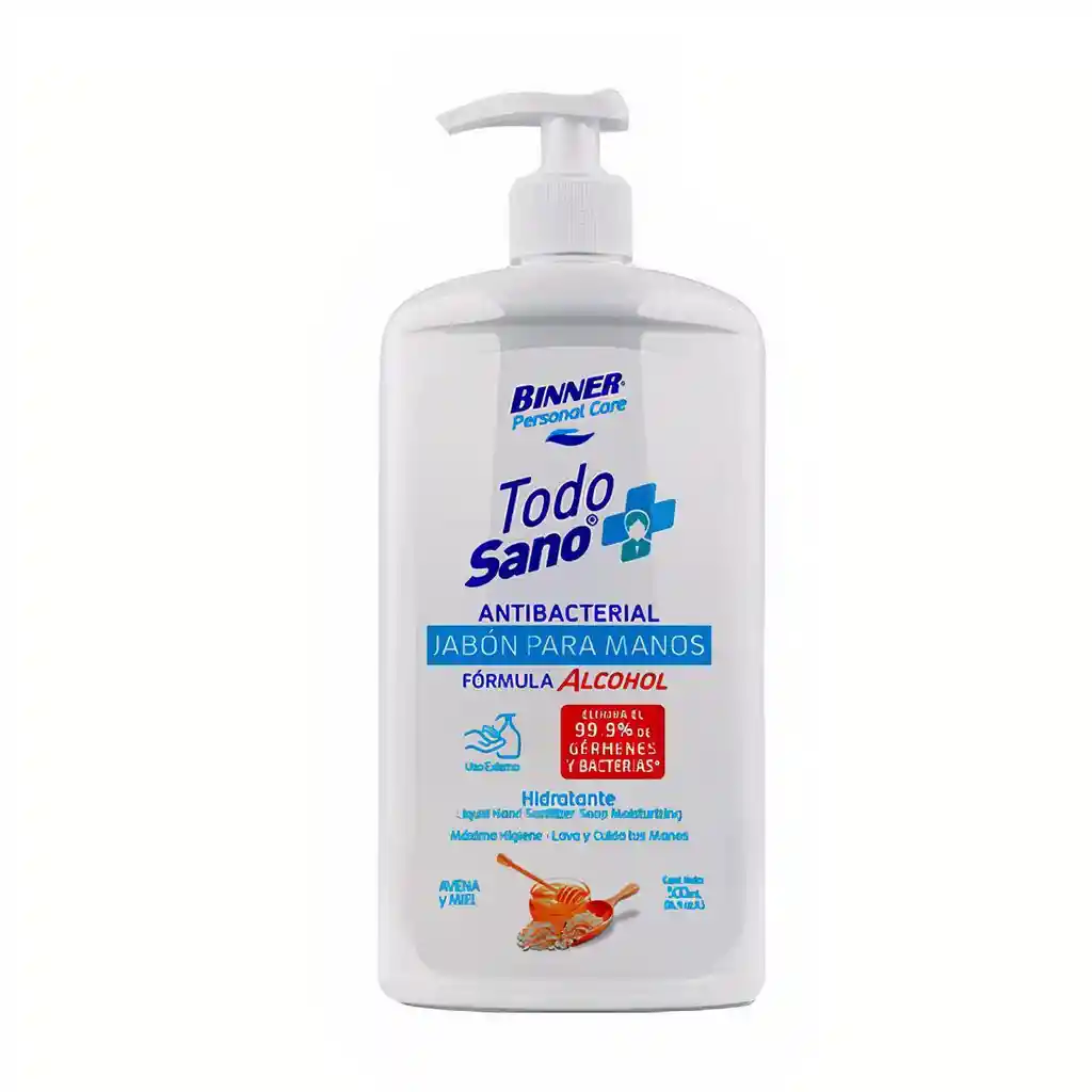 Jabón Líquido Antibacterial Binner Avena Y Miel 206370 500 Ml