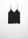 Top Siat Negro Talla L Mujer Mango