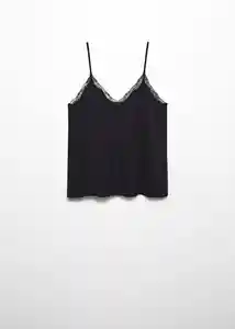 Top Siat Negro Talla L Mujer Mango