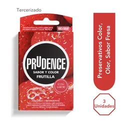 Prudence Preservativos Sabor Y Color Frutilla X3 Und