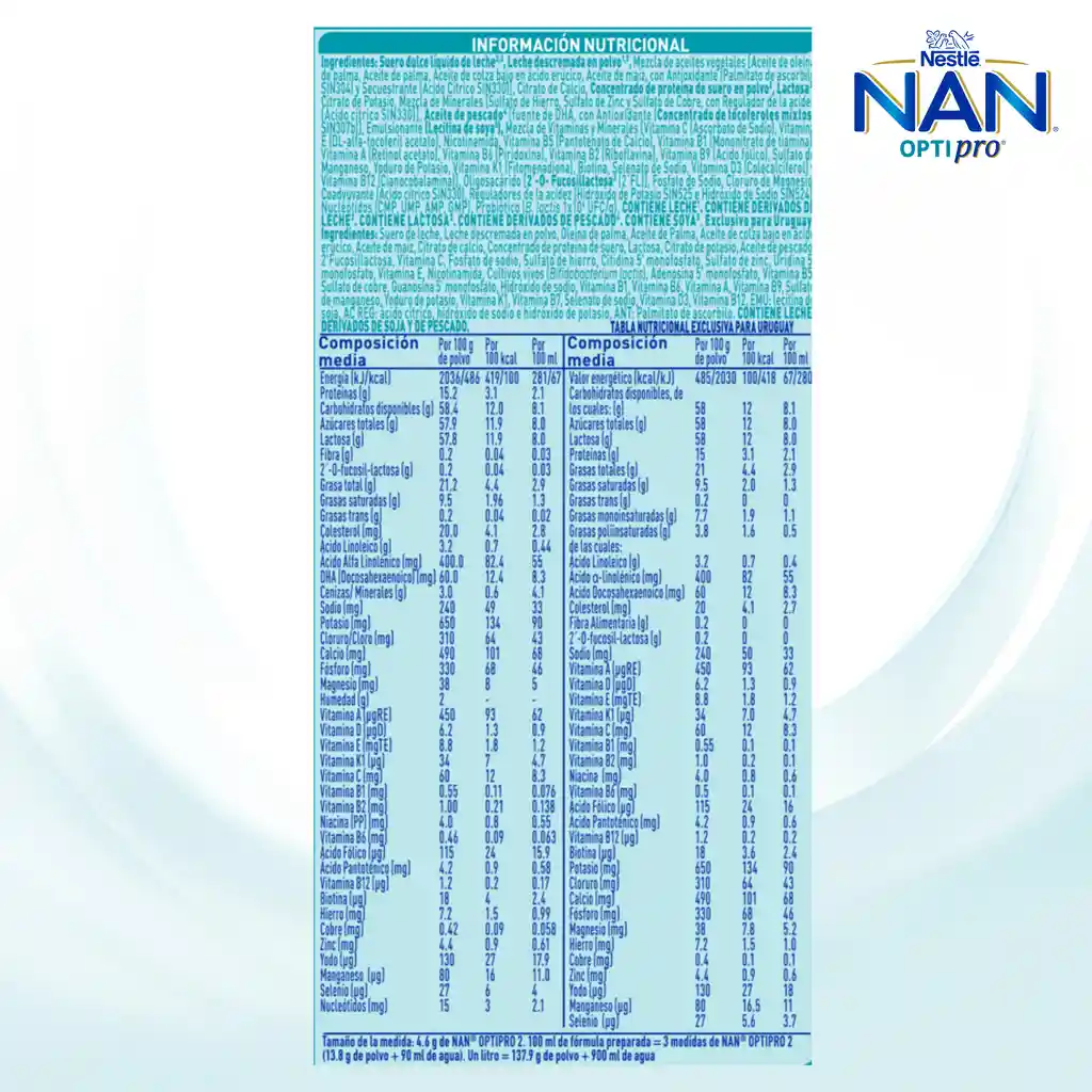 Fórmula infantil NAN OPTIPRO Etapa 2 x 900g