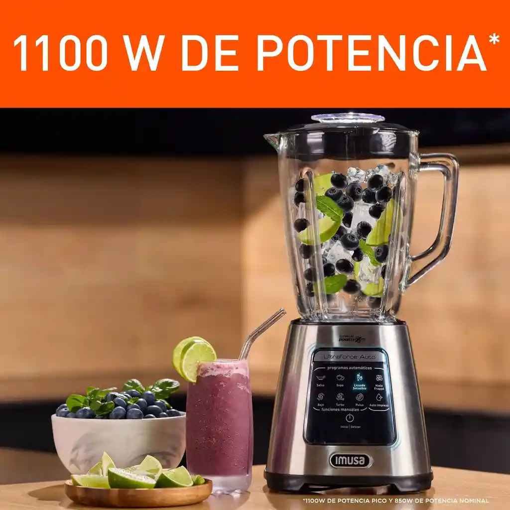 Licuadora Imusa Ultraforce Auto 1100w Vidrio Panel Digital