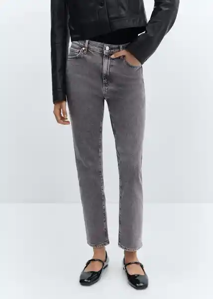 Pantalón Jean Claudia Tejano Gris Oscuro Talla 38 Mujer Mango