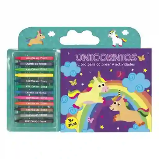 Libro Para Colorear y Actividades Con 12 Crayones. Unicornios