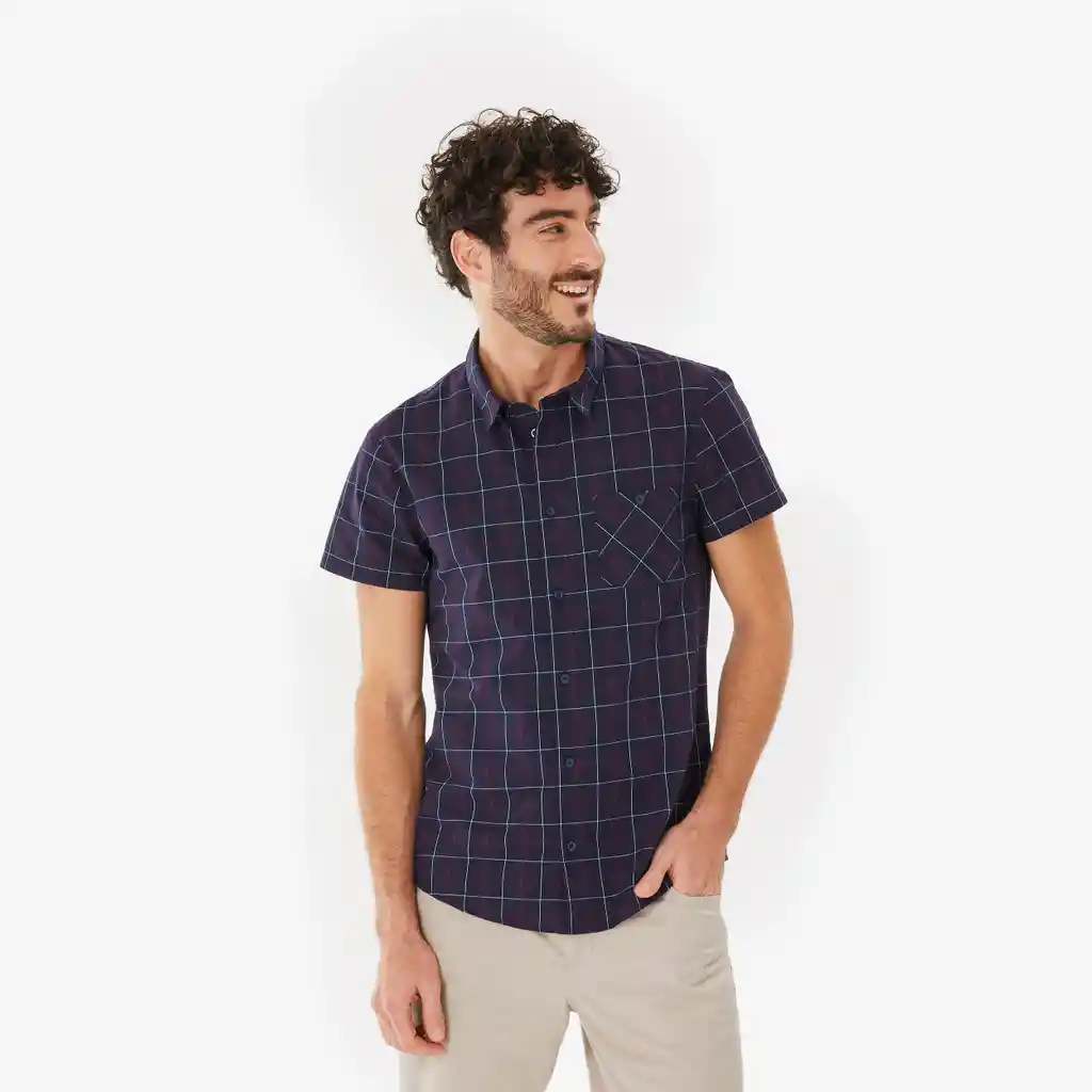 Camisa de Senderismo Leñadora Para Hombre Forclaz Nh100 - Azul