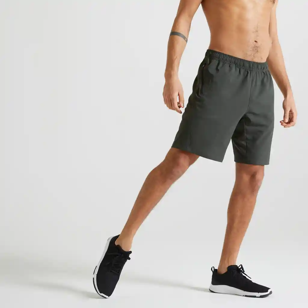 Pantaloneta de Fitness Transpirable Para Hombre Domyos 120 - Verde Caqui