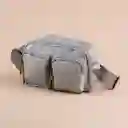 Bolso Crossbody Con Dos Bolsas al Frente Gris Claro Serie Miniso