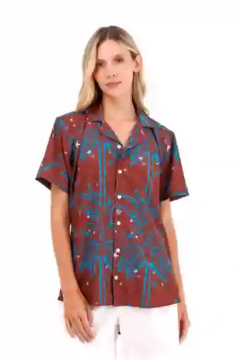Camisa Wonder Palmeras Terracota XS Mercedes Campuzano