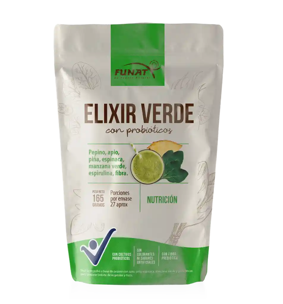 Funat Refresco en Polvo Elixir Verde Con Probióticos