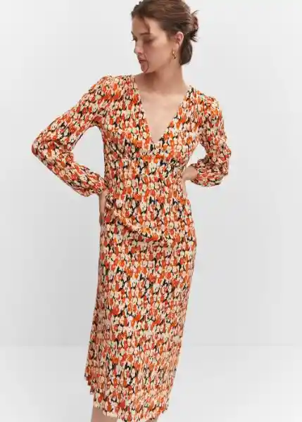 Vestido Mar Naranja Talla S Mujer Mango