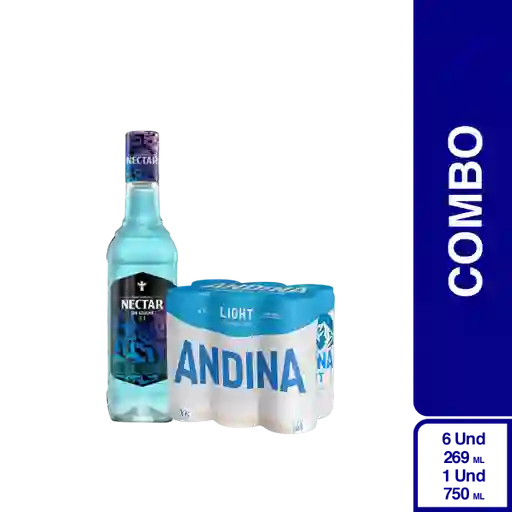 Combo Andina Cerveza Light 6 Und + Nectar Aguardiente Sugar Free