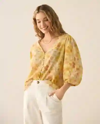 Camisa Amarillo Envejecido Medio Talla L 613G027 Esprit