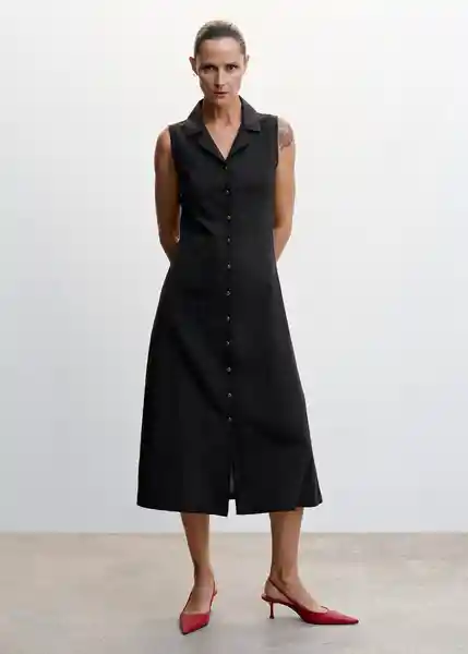 Vestido Bolan-H Negro Talla M Mujer Mango