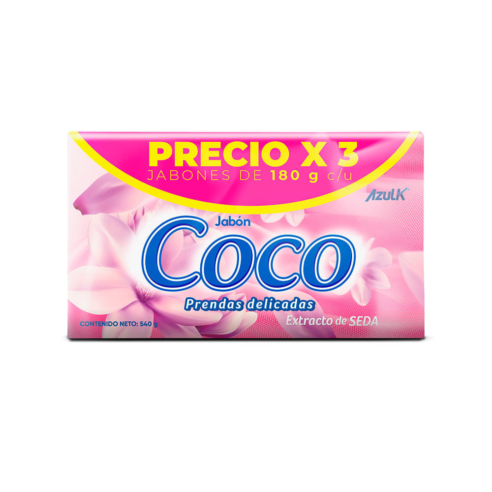 Azulk Jabón de Coco para Prendas Delicadas 3 x 180 g