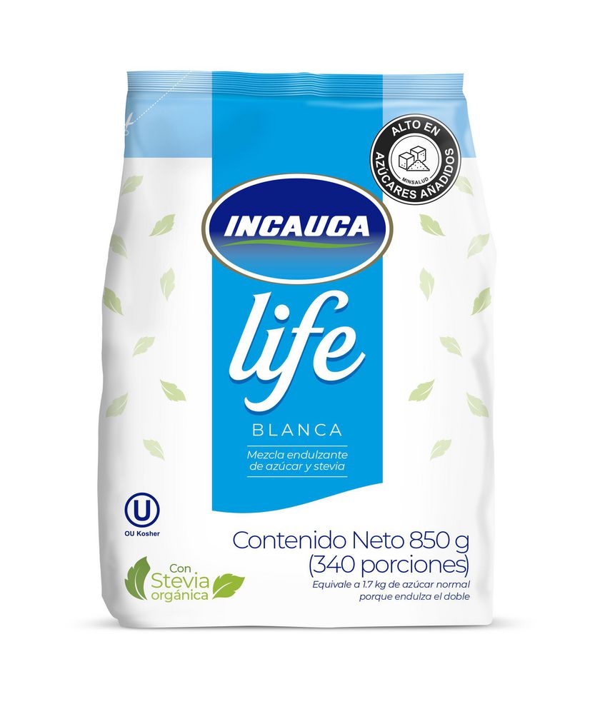 Incauca Azúcar Blanca Life con Stevia Orgánica 850 g