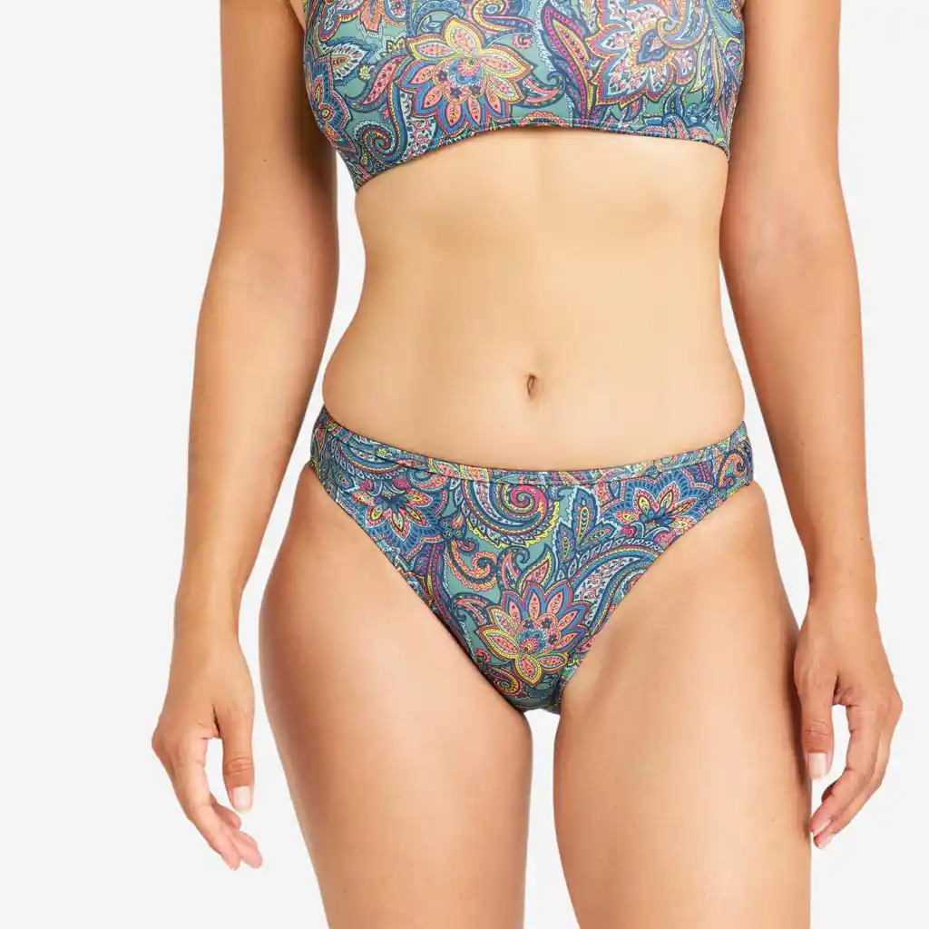 Parte Inferior Bikini Para Playa y Surf Para Mujer Olaian Caqui Estampado