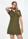 Vestido Peach-W Khaki Talla L Mujer Mango