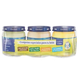 Compotas GERBER frutas 3 Unds x 339g