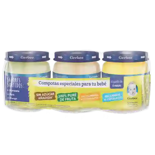 Compotas GERBER frutas 3 Unds x 339g