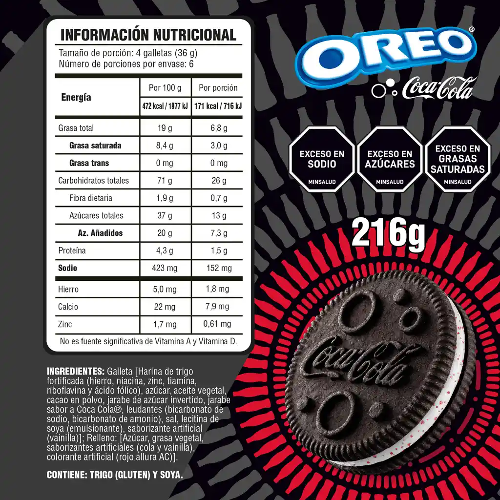 Oreo Galleta Doble Chocolate Edicion Coca-Cola