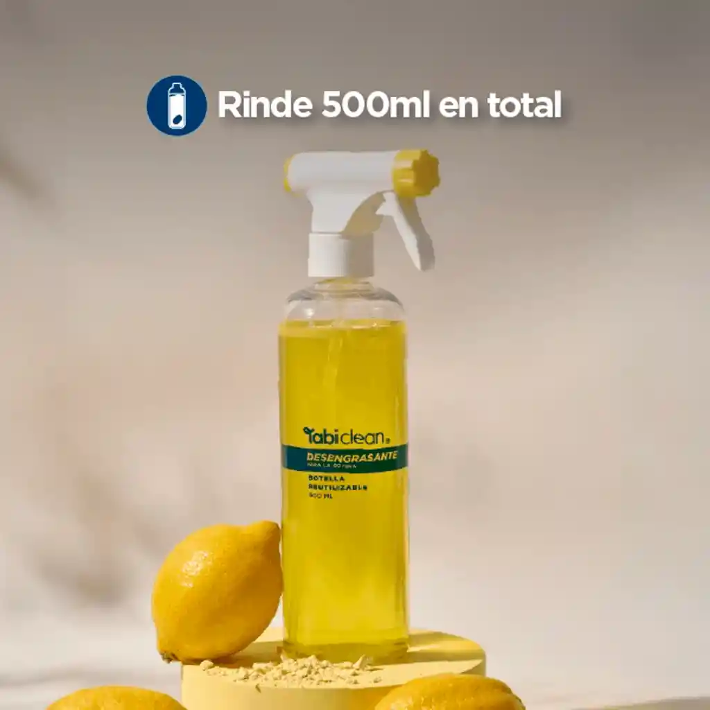 Tabi Clean Desengrasante Kit Inicio 1 Botella Reutilizable y 1 Tableta 500 ml