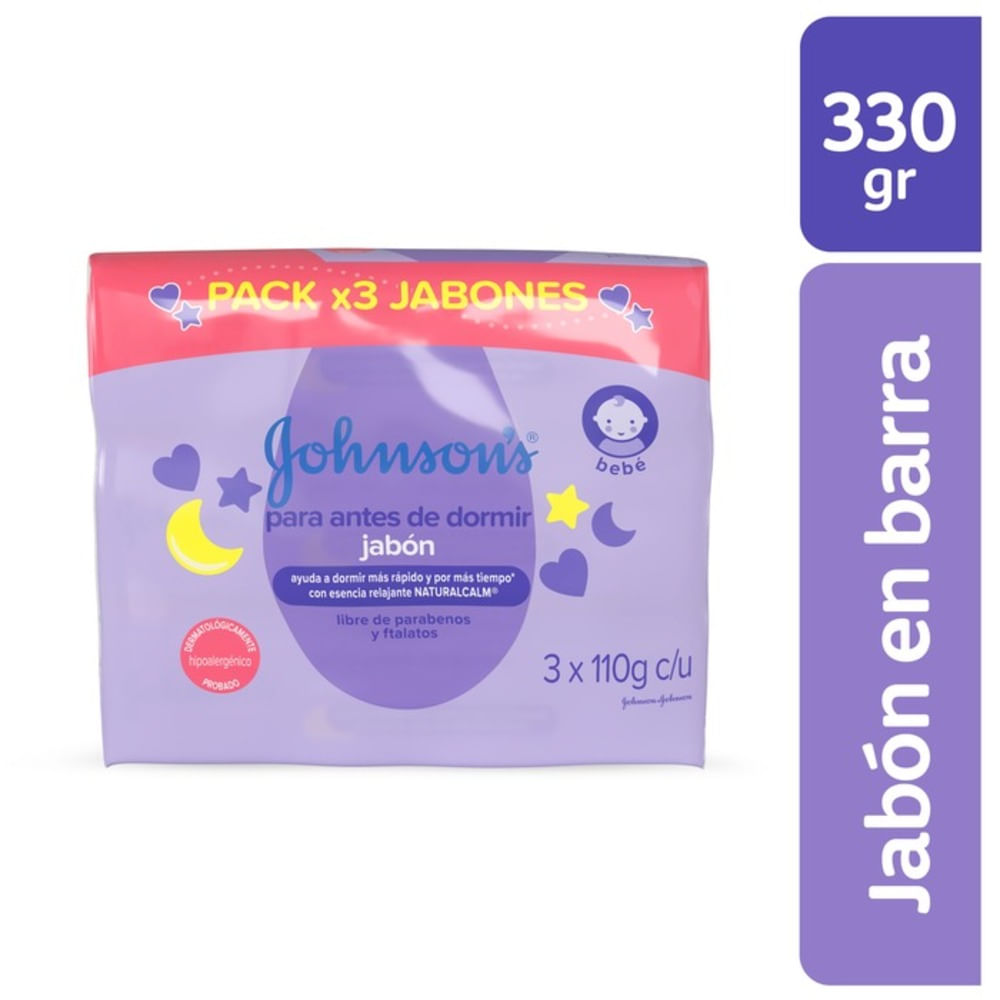 Johnson's Jabón para Bebés Antes de Dormir 3 x 110 g
