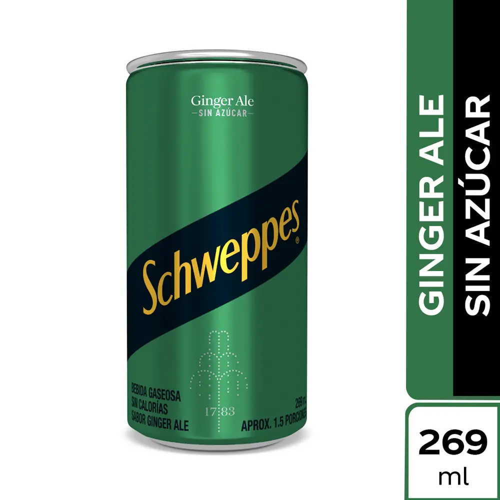 Gaseosa Schweppes Ginger Ale Sin Azúcar 269ml