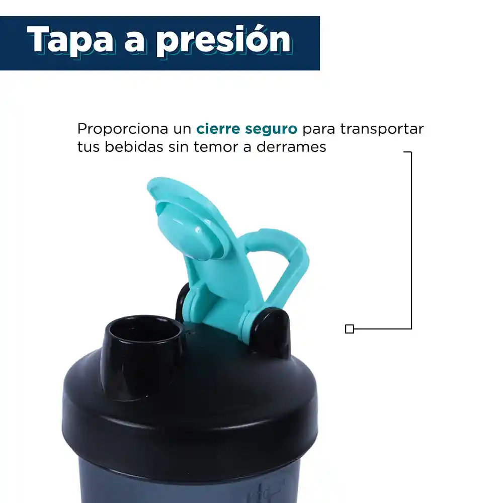 Botella Agitadora Con Asas Negro Miniso Sports