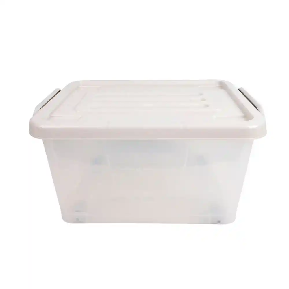 Caja Organizadora Rueda Transparente Color Piedra