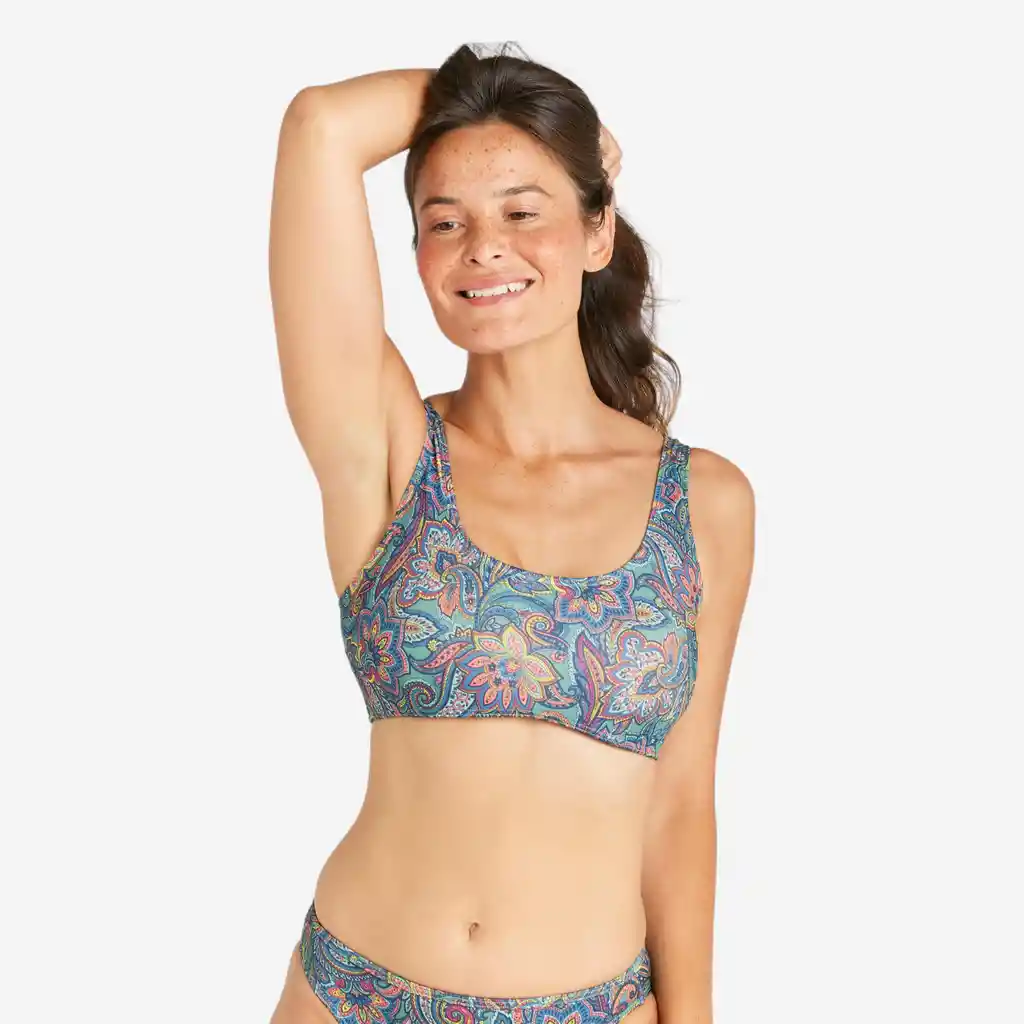 Top de Bikini Con Almohadillas Para Surf de Mujer Olaian Estampado