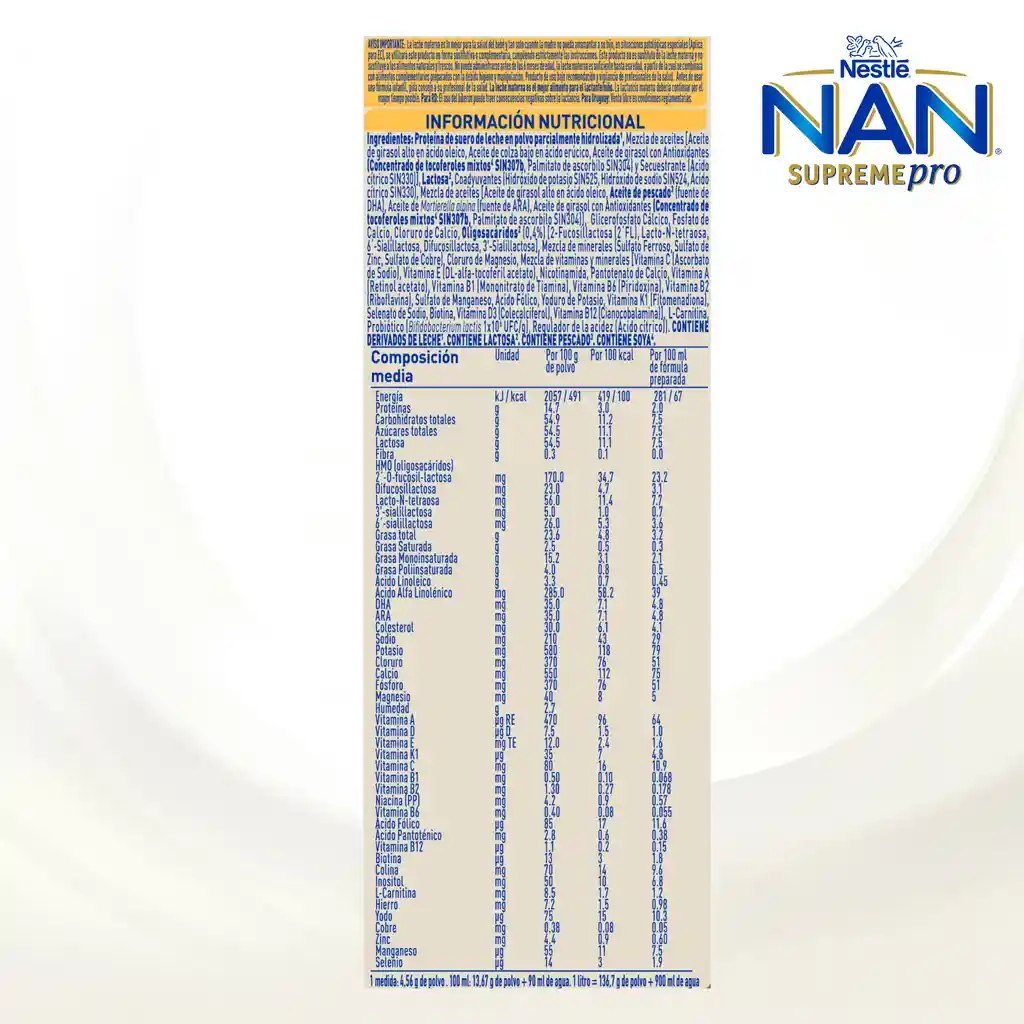 Fórmula infantil NAN SUPREMEPRO Etapa 2 x 800g
