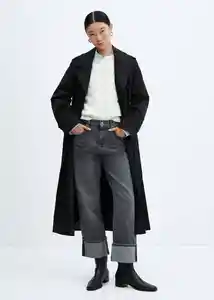 Abrigo Trench Angela Negro Talla 18 Mujer Mango