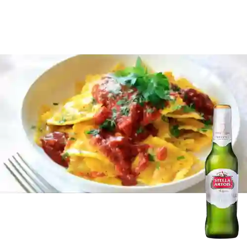 Combo Ravioli Boloñesa + Stella Artois Bot. 330ml