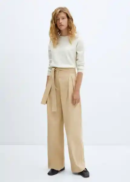 Pantalón Jhonny Beige Talla 36 Mujer Mango